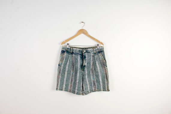 vintage striped denim shorts