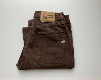Vintage GAS Jeans Brown Denim Pants: Straight Leg Hipster Style W30
