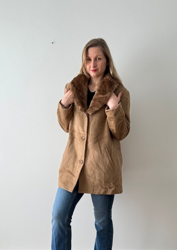 Brown Faux Fur Coat Vintage Oversize Women Jacket… - image 6