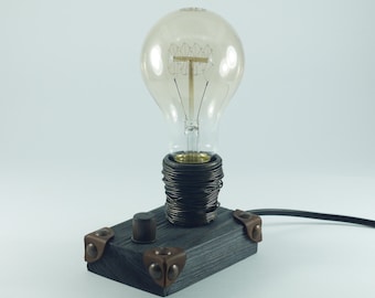 Lamp  steampunk,  Industrial lamp ,desk lamp, table lamp, Edison bulb, Birthday Gift, lighting, wooden lamp, Gift, Christmas