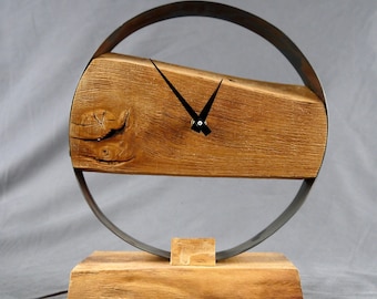 Loft clock Brutal clock  Steampunk clock  Table clock  Wooden desk clock  Industrial clock  Antique clock  Rustic clock  Industrial decor