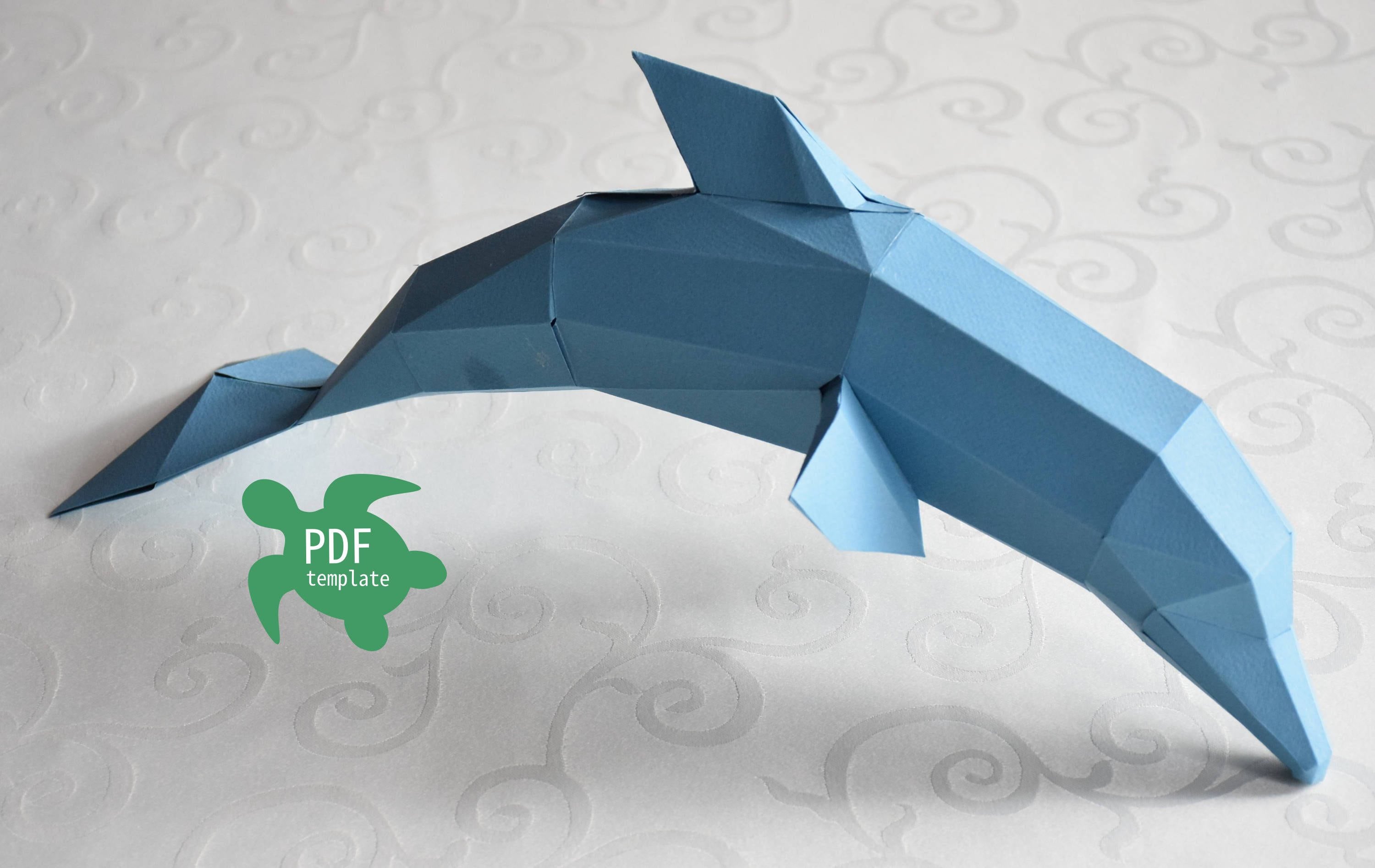 Papercraft dolphin PDF template | Etsy