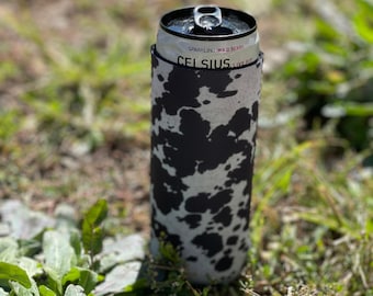 Saddle Up Black Cow Print Tall Coozies 2-Pack