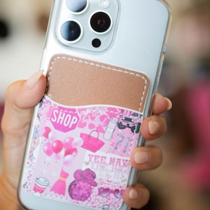 Bolsillo para teléfono con collage rosa