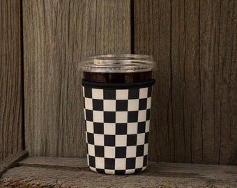 Checkerboard Drink Sleeve Cozy