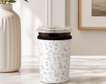 Blue Floral Drink Sleeve Cozy
