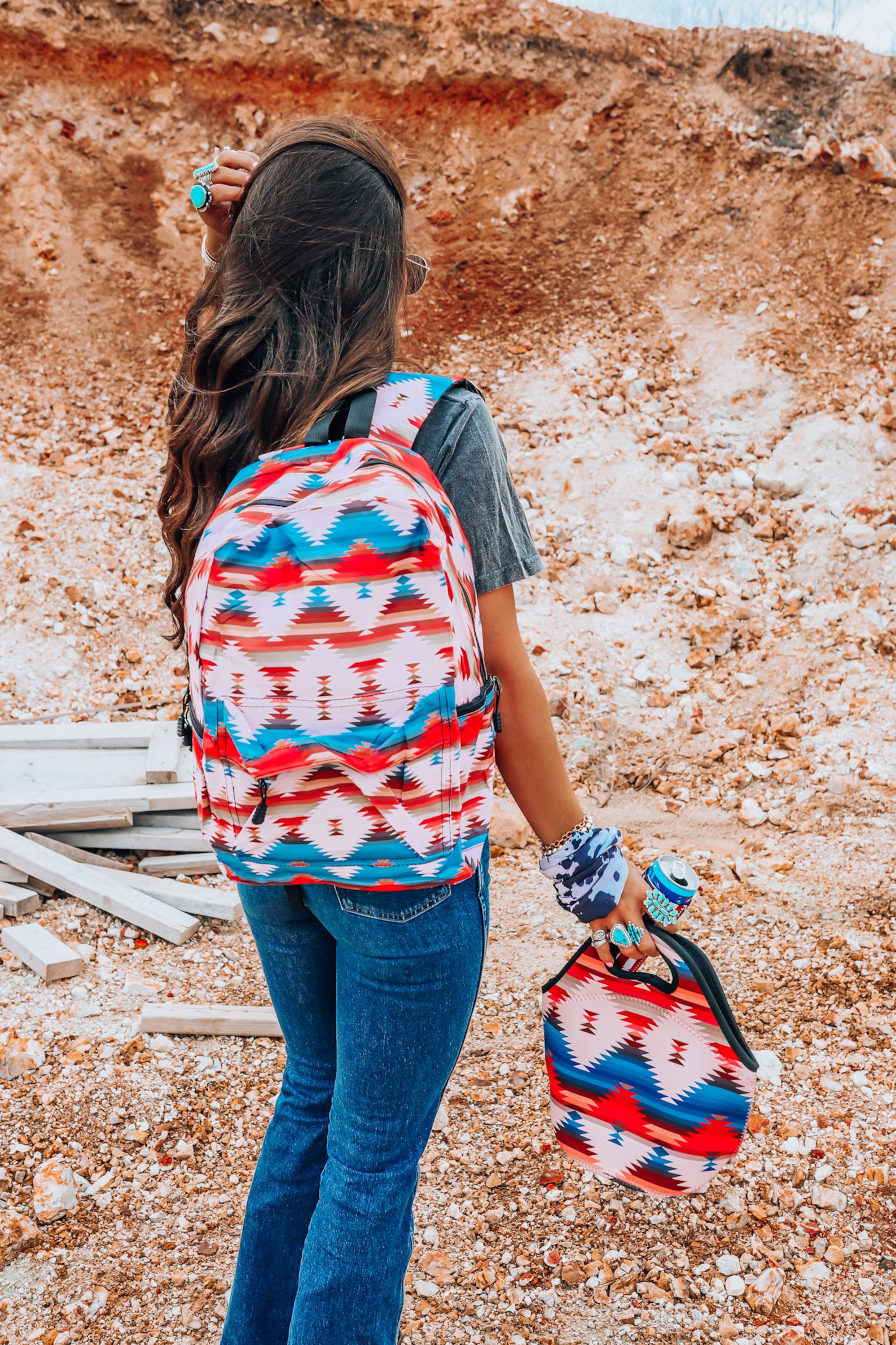 Totem Aztec Pattern Print Backpack