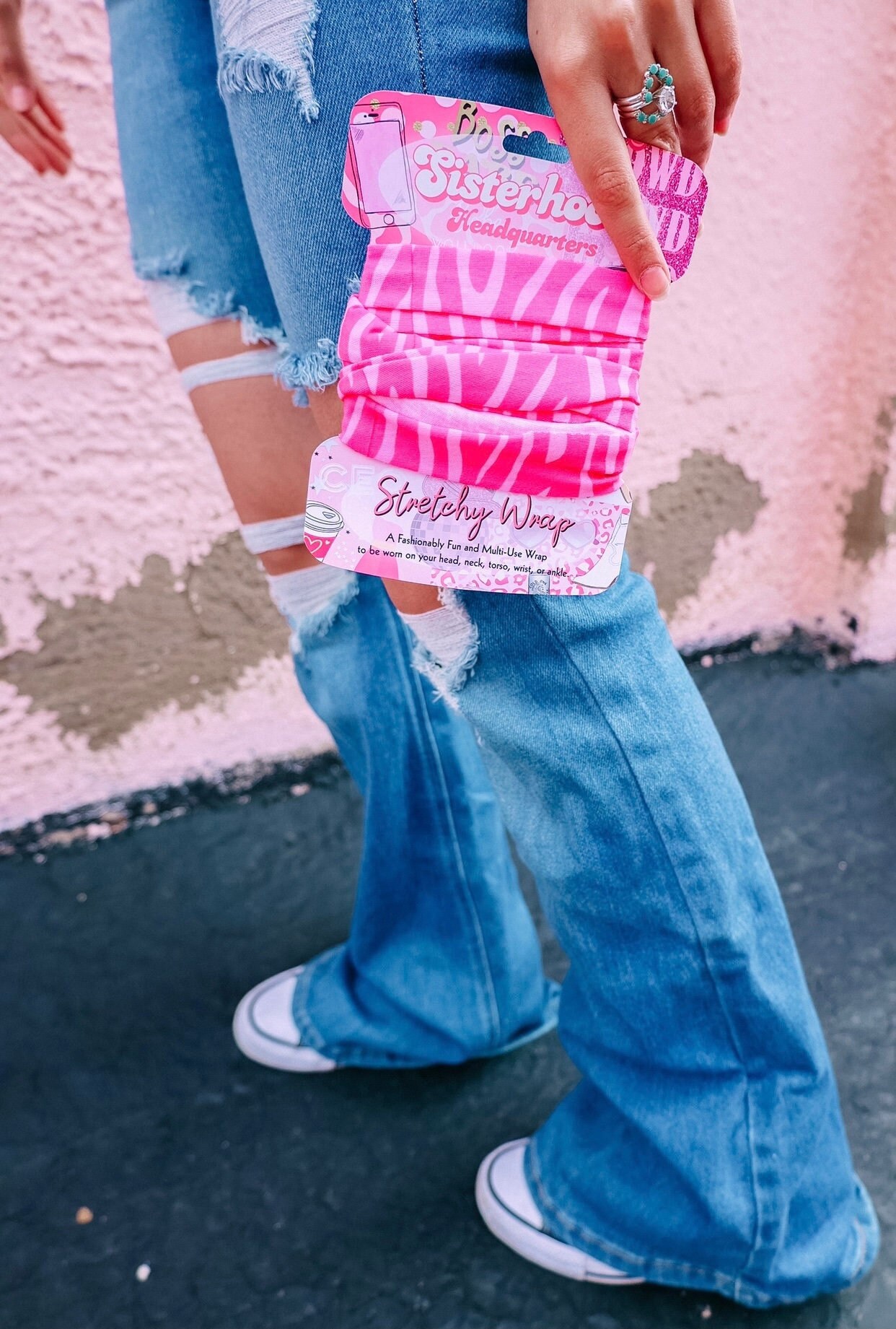 Pink Zebra Hair Stretchy Wrap