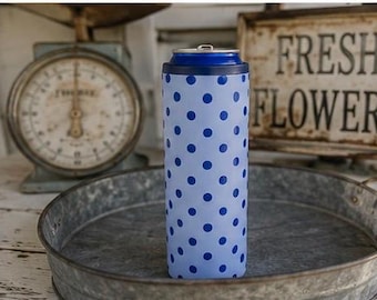 Blue Polka Dot Hard Cooling Can