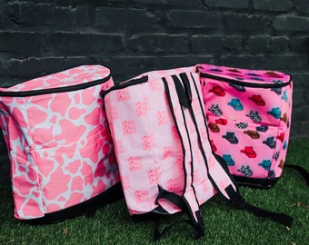 Pink Backpack With Tooled Leather And Real Cowhide American Darling Hand-Tooled Hair-On Sling Backpack - Pink  main image 3