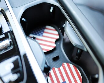 Flag Red, White & Blue Car Coasters 2-Pack