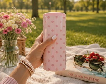 Pink Polka Dot Hard Cooling Can