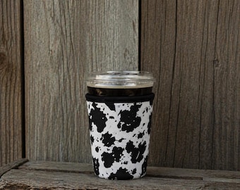 Black Cowhide Drink Sleeve Cozy