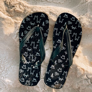Black Brand Flip Flops