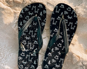 Black Brand Flip Flops