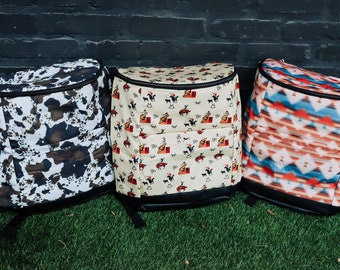 Cow Print Western Insulated Backpack Cooler - Etsy display picture 1