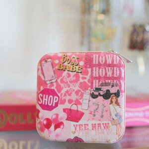 Pink Collage Square Jewelry Case