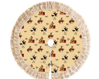 Vintage Cowboy Christmas Tree Skirt