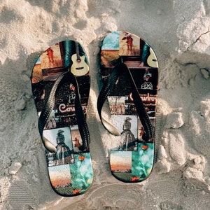 Cowboy Collage Flip Flops