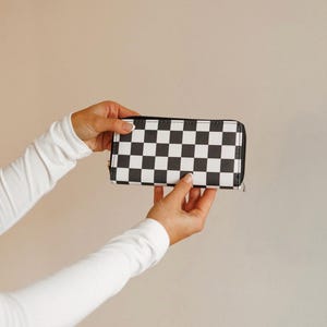 Checkerboard Zip-Around Wallet: Everyday Essential