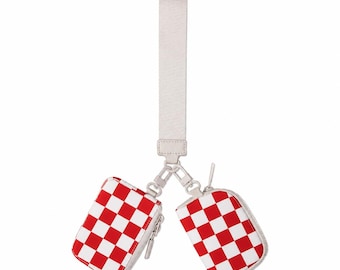 Red & White Checkerboard Dual Pouch Wristlet