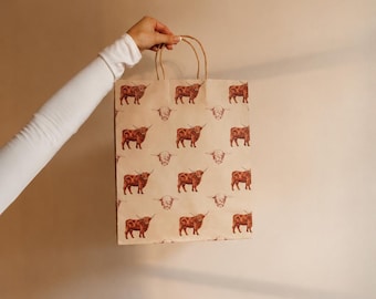 Brown Highland Cow Paper Gift Bag