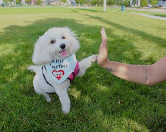Better Together Pet Bandana | Triangle Bandana for Dogs Cats comes in every color, to match your mom or dads Twinning Tee!