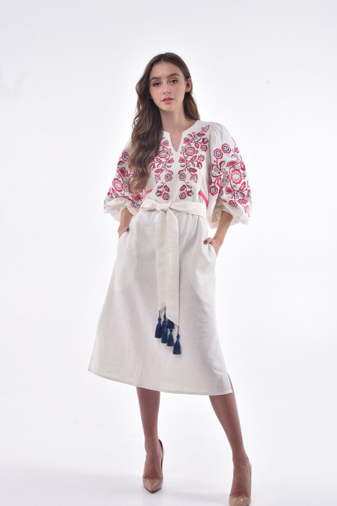 Embroidered Boho Dress Milky White for Women Ukrainian - Etsy