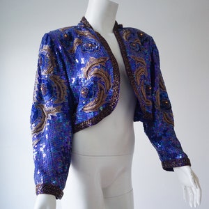 Vintage 1980s Petrol Blue Sequin Jacket