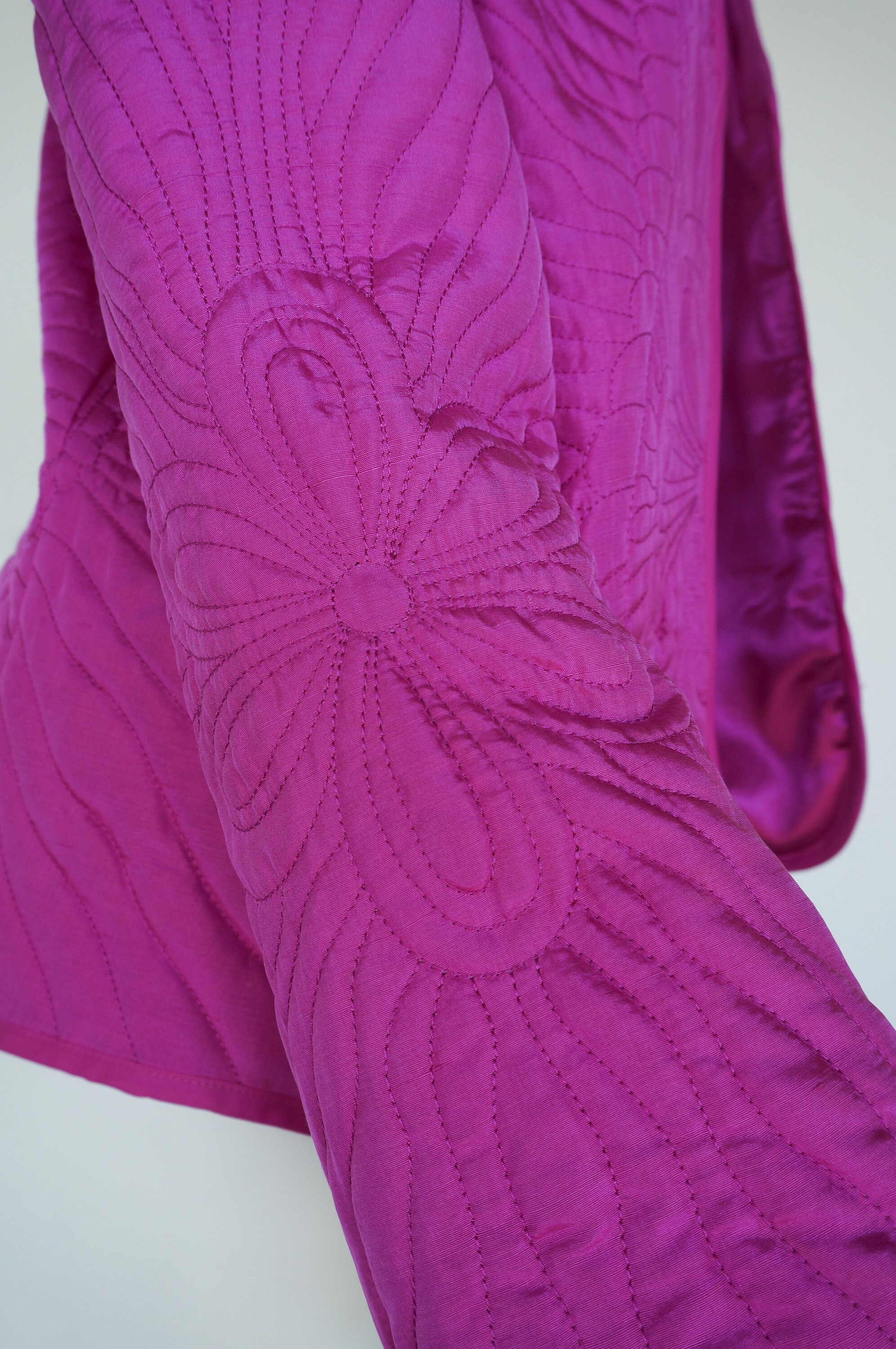 Bright Pink Quilted Jacket / Floral Quilt Pattern / Silk Etsy