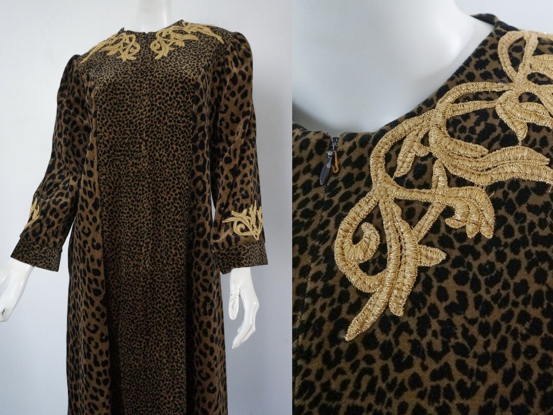 Vintage Washed Leopard T-Shirt Dress with Pockets
