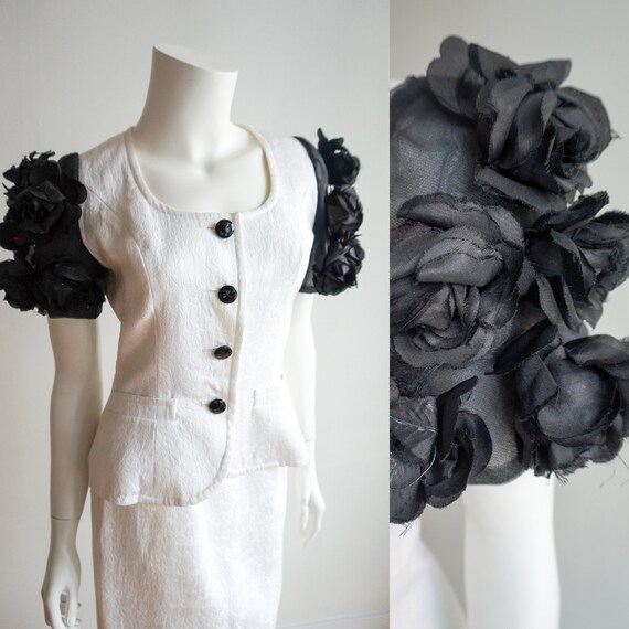 Vintage 1980s Flower Puff Sleeve Bellville Sassoon