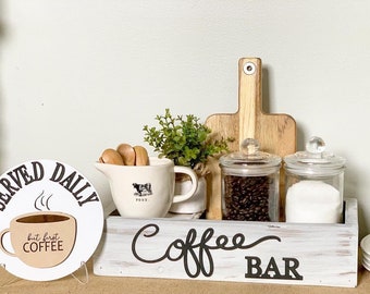 Boîte en bois pour bar à café / Rangement pour bar à café / Enseigne pour bar à café / Décoration de cuisine / Décoration de ferme / Enseignes 3D / Ferme rustique / Boîte à café