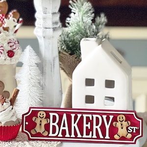 Gingerbread Bakery road sign / Christmas decor / gingerbread decor / Winter decor / tiered tray decor / Christmas / Christmas sign