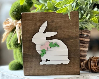 Easter bunny shelf sitter / Easter decor / Easter decorations / Bunny sign / Farmhouse Easter / Tiered tray decor