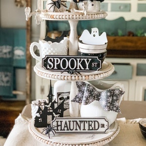 Halloween road signs / Halloween decor / tray decor / tiered tray decor / Halloween sign / Halloween decorations / Spooky street