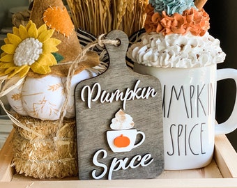 Pumpkin Spice Tiered Tray Decor | Mini Wood Cutting Board