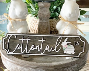 Cottontail Lane Easter Sign: Tiered Tray Decor