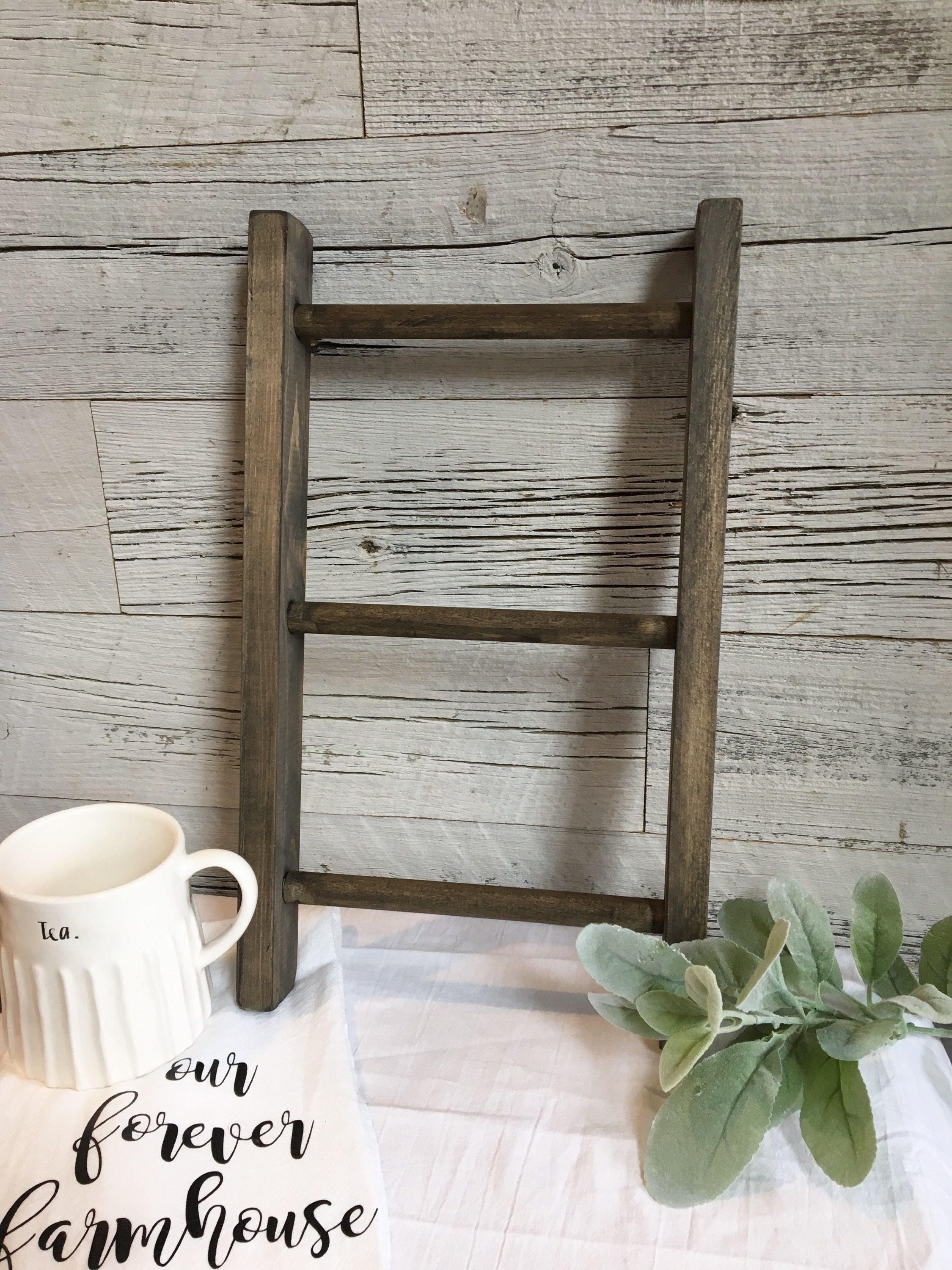 Tea towel ladder / mini wood ladder / Farmhouse Decor / Tea Etsy