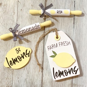 Farm fresh lemons / Lemon sign / lemon decor / tiered tray decor / farmhouse decor / 3d sign / tiered tray signs image 5