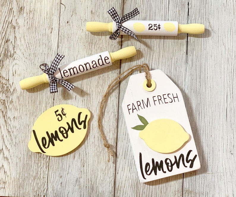 Farm fresh lemons / Lemon sign / lemon decor / tiered tray decor / farmhouse decor / 3d sign / tiered tray signs image 5