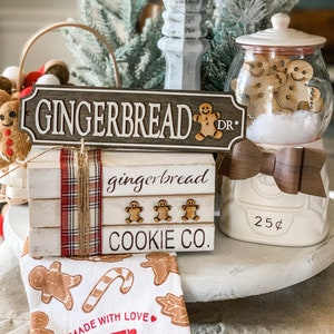 Gingerbread Tiered Tray Decor: Road Sign or Book Stack