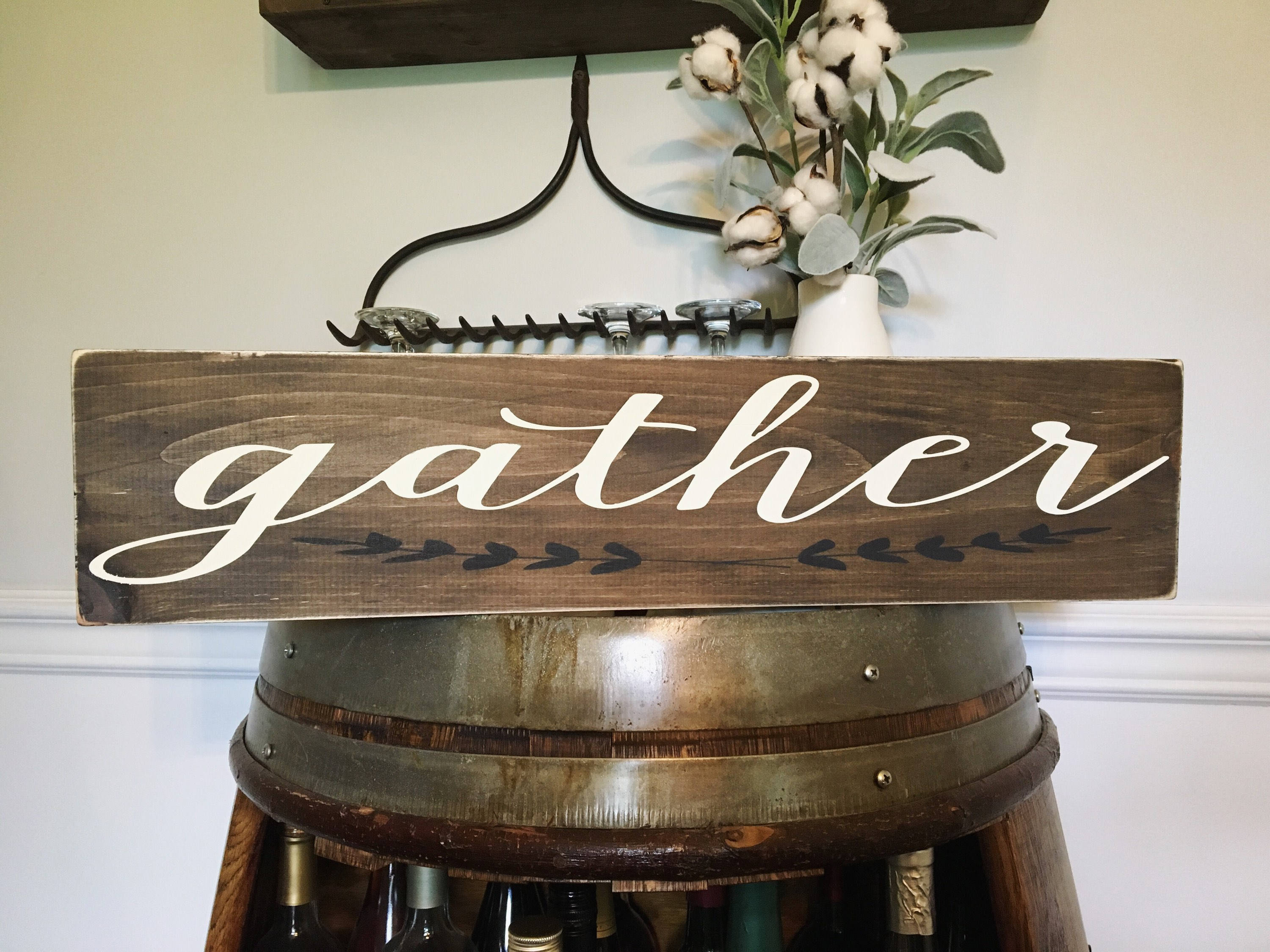 Rustic Gather Sign: Distressed Farmhouse Kitchen Decor - Etsy