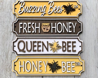 Bee signs / Spring decor / Spring sign / tiered tray decor / tray signs / Tray decor / Fresh Honey / Honey bee Farm / Summer decor