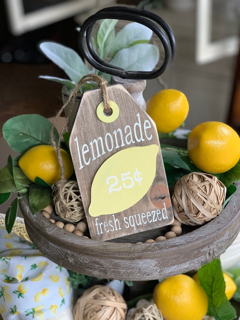 Lemons / Tiered tray decor / Lemon Decor / Lemonade / Lemon Etsy