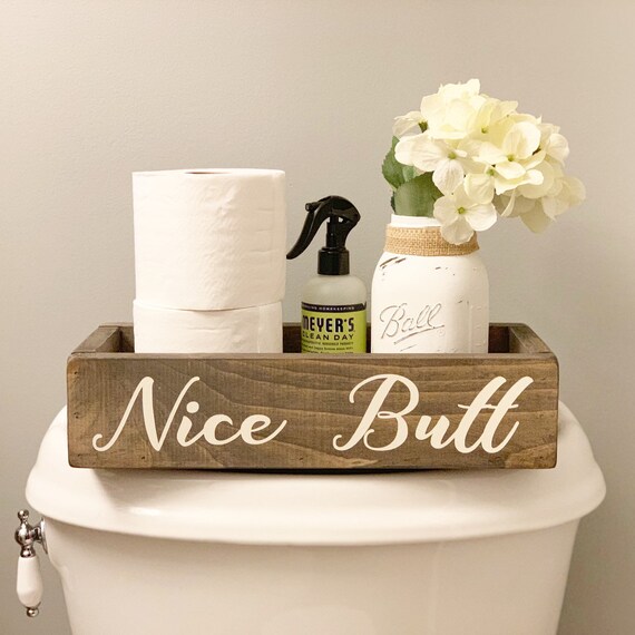 Toilet Paper Holder / Nice Butt / Wood Box / Bath Storage / Toilet