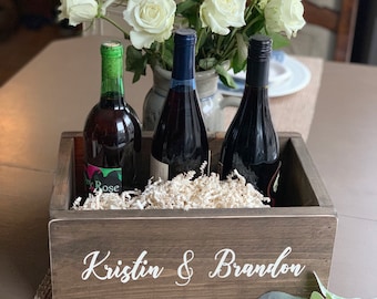Personalized Wedding Wine Box: Handmade Bridal Shower Gift