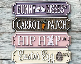 Handcrafted Easter Tiered Tray Signs: Bunny, Carrot, Egg Decor