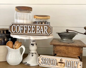 Coffee bar decor / Coffee signs / Coffee bar / tiered tray decor / tray signs / Tray decor / Farmhouse decor