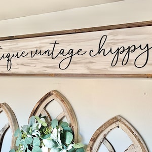 Rustic Farmhouse Sign: 3D Lettering, Chippy White Finish, Walnut Frame
